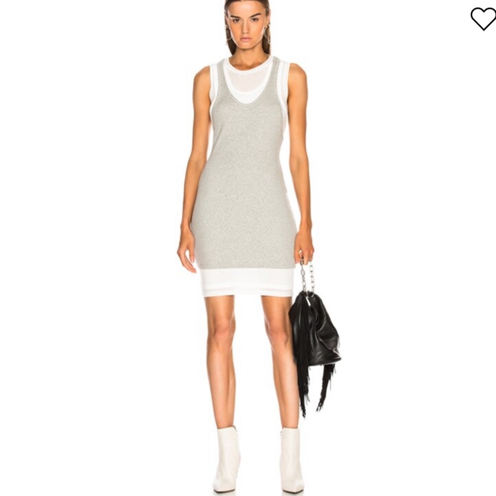 T by Alexander Wang Layered Mixed Media Tank Dress Heather gray